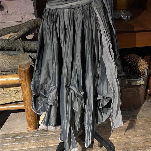 LILITH French Design Versatile Taffeta Midi A-Line Skirt, S-M, Gray - Picture 4 of 13
